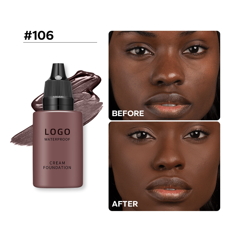 Customized European and American Makeup Black Matte Lasting Waterproof Foundation Dark Concealer Cream for All Skin Types