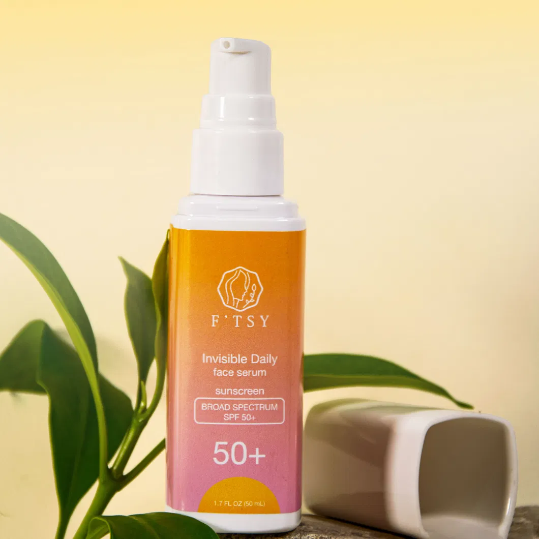 Custom Logo Organic Vegan Natural Sun Protection Finished Tinted Broad Spectrum Brightening Mineral SPF50 Sunblock Sunscreen Serum