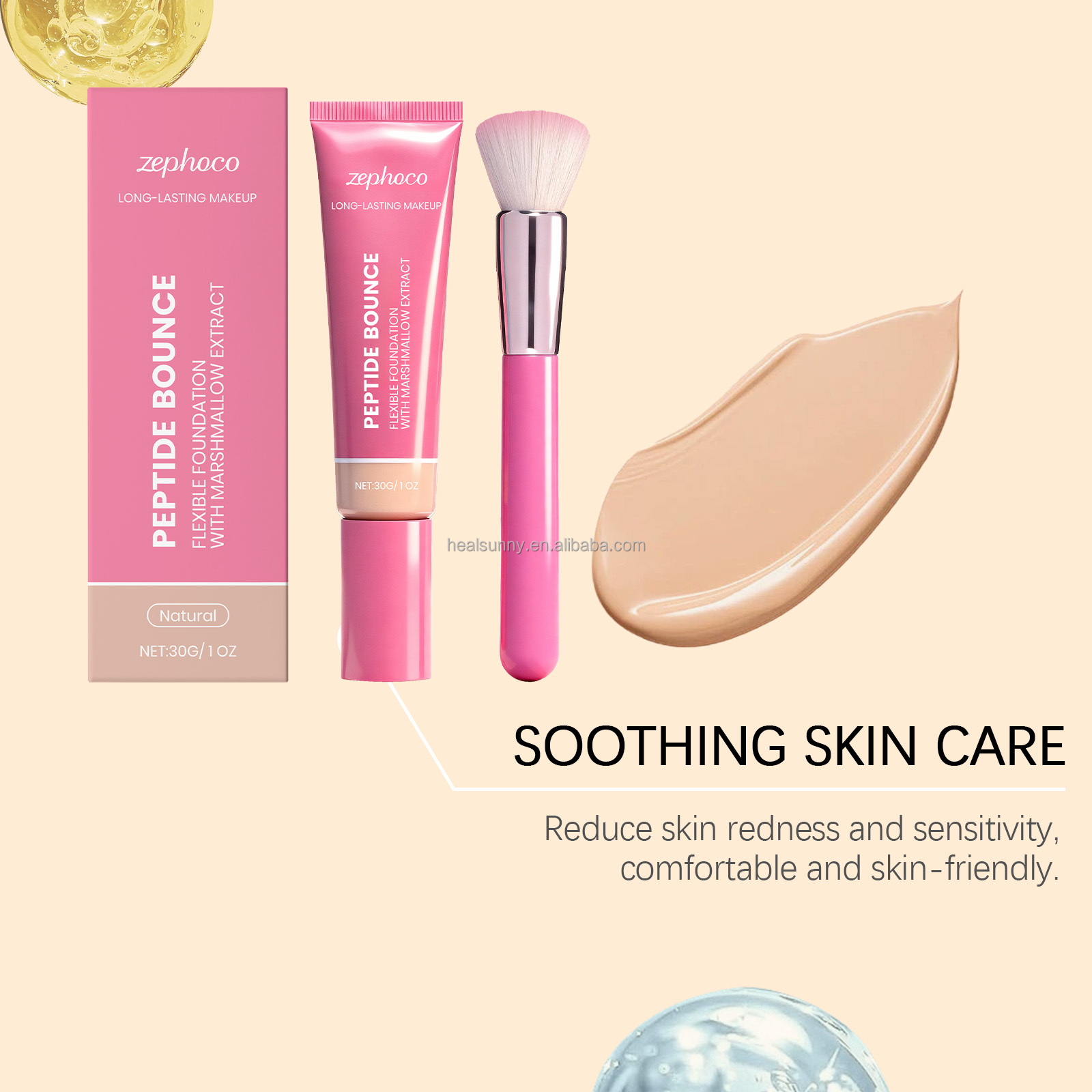 Private Label Peptide Foundation Stick Cream With Brush Customized Full Coverage Waterproof Matte Foundation