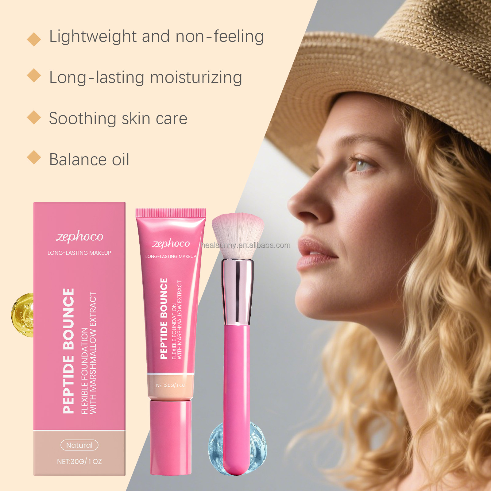 Private Label Peptide Foundation Stick Cream With Brush Customized Full Coverage Waterproof Matte Foundation