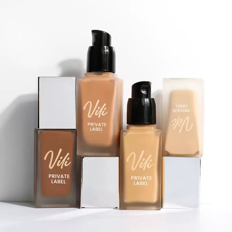 Logo-Free Mineral Liquid Foundation Full Coverage Oil-Control Brightening Long-Lasting Cushion Concealer Dark Skin Makeup