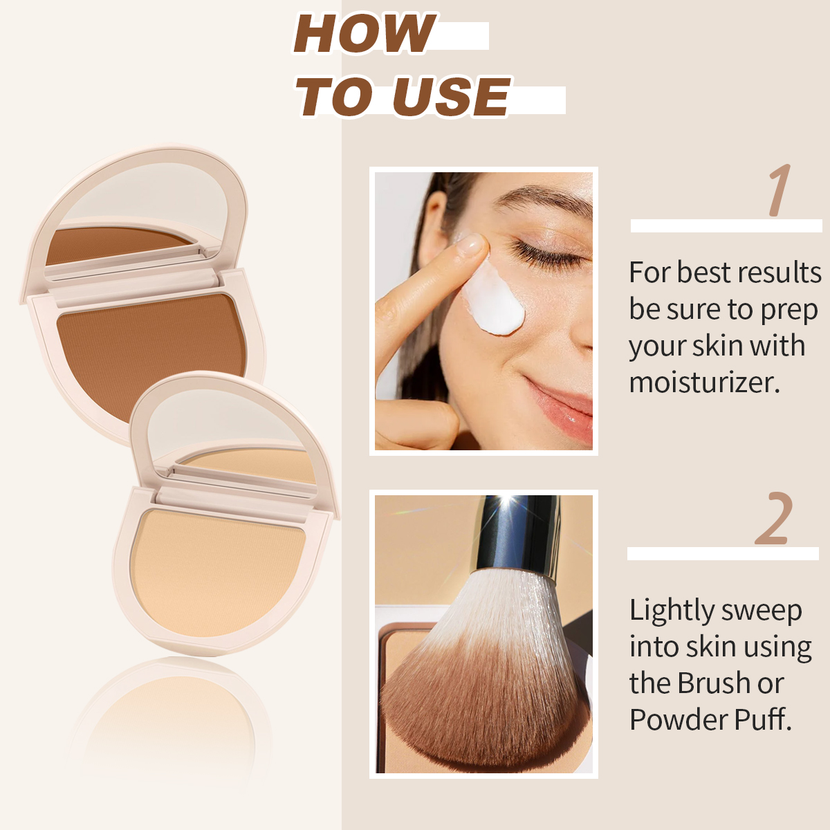 OEM Talc Free Lightweight Compact Pressed Powder Foundation Custom Logo Blurring Mineral Face Makeup Powder Foundation