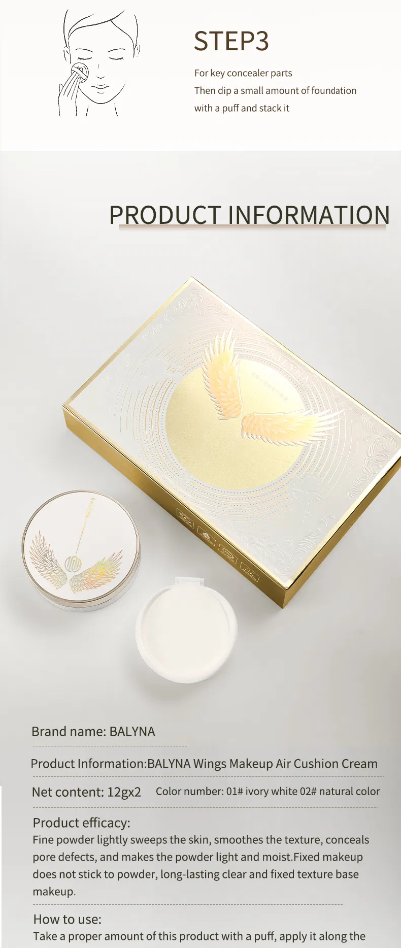 Cosmetics Long Wear Concealer Moisturizing Air Cushion Foundation