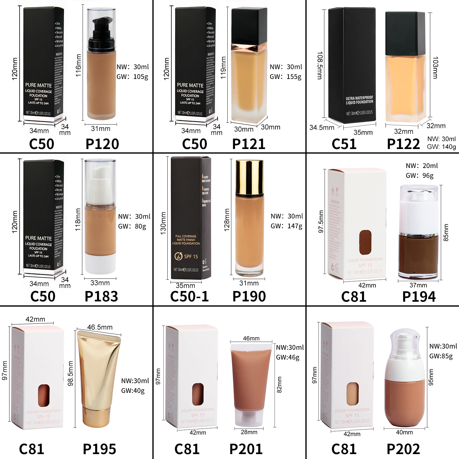 Liquid Full Coverage Long Lasting High Quality Foundation Private Label Choose Your Own Tube Matte Waterproof Makeup Foundation