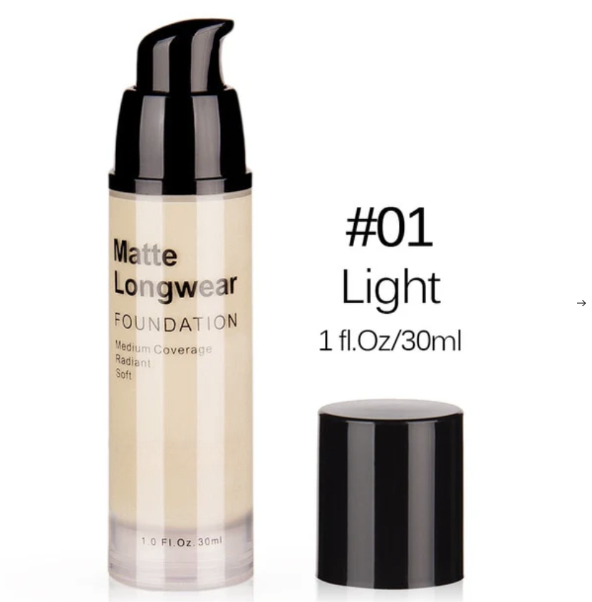 Matte Waterproof Liquid Foundation Vegan Cream Moisturizer Long-lasting Brightening Whitening Dark Oil-Control Anti-Blue 30ml