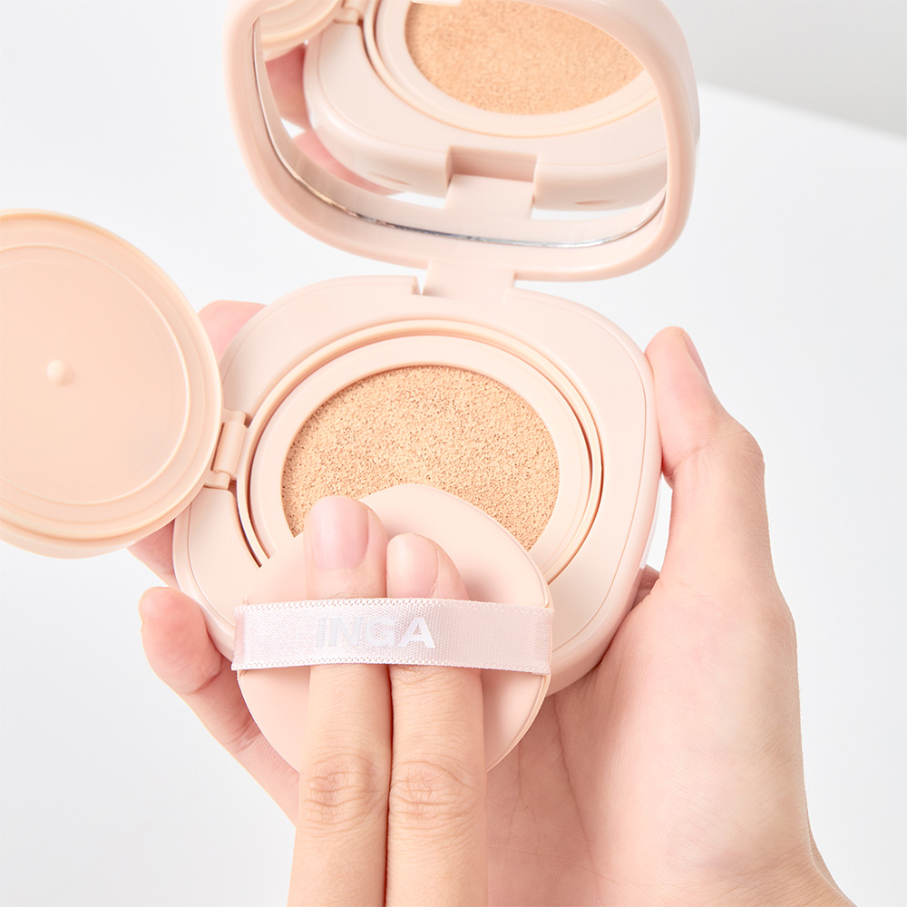 [INGA] Water Glow Daily Cushion Foundation Whitening for Dewy Hydration Radiant Coverage Long Lasting Finish 92g Dark All Types