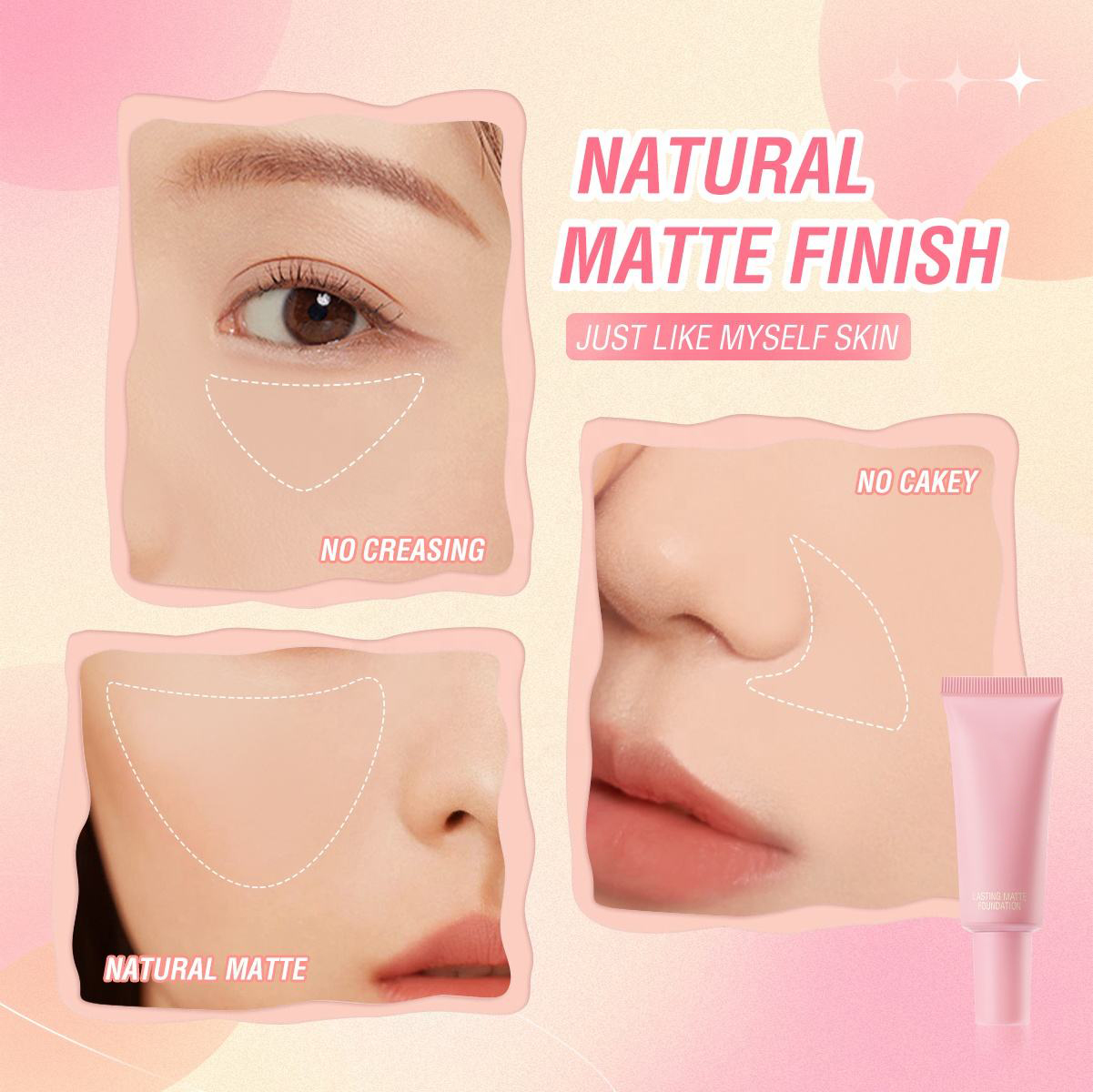 Duoduo PFF03 Hot Selling Make up Last Matte Finish for 12 Hours High Coverage Natural Lighting Foundation