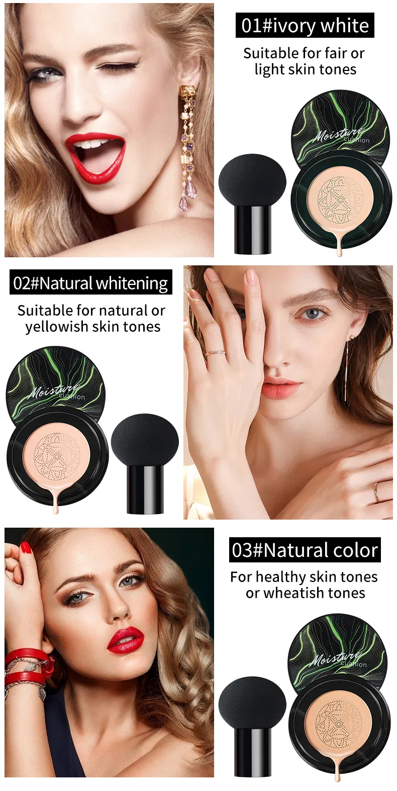 Waterproof Whitening Concealer Bb Cream Natural Nude Makeup Mushroom Air Cushion Foundation
