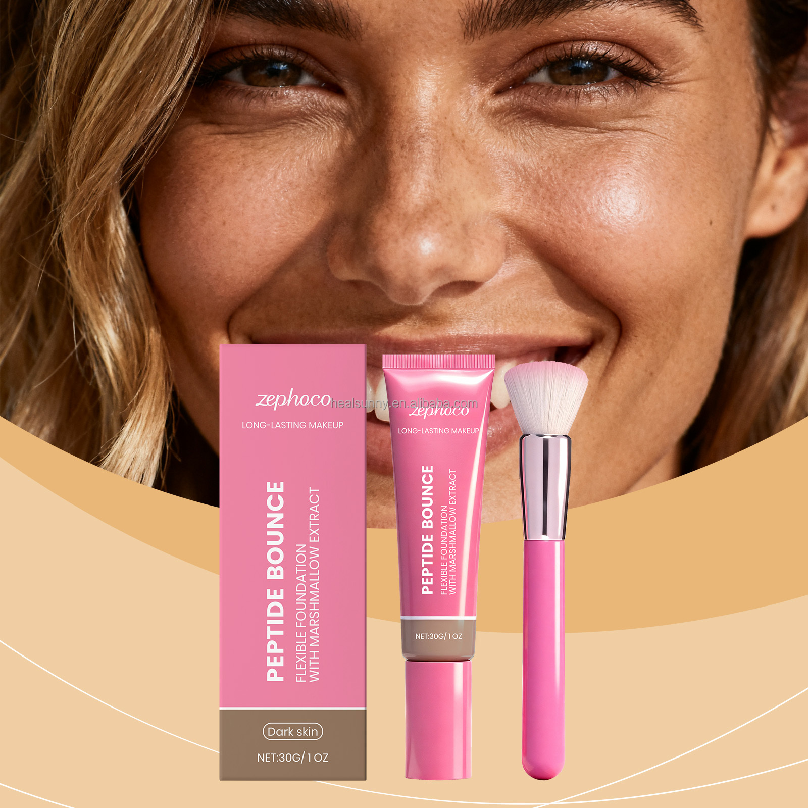 Private Label Peptide Foundation Stick Cream With Brush Customized Full Coverage Waterproof Matte Foundation