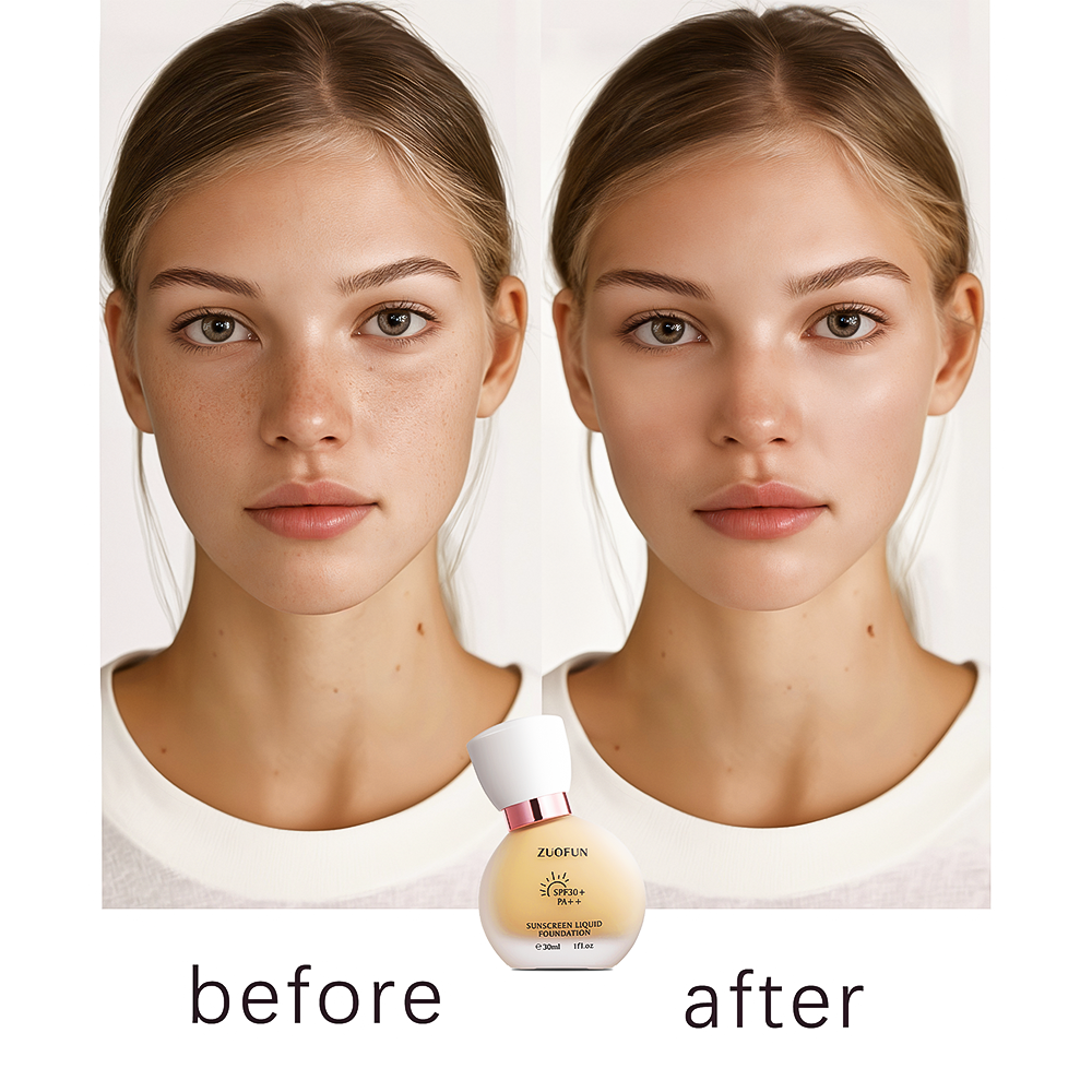 3 In 1 Primer Sunscreen Foundation, OEM Custom LOGO Private Label Long Lasting Waterproof Matte Full Coverage Liquid Foundation