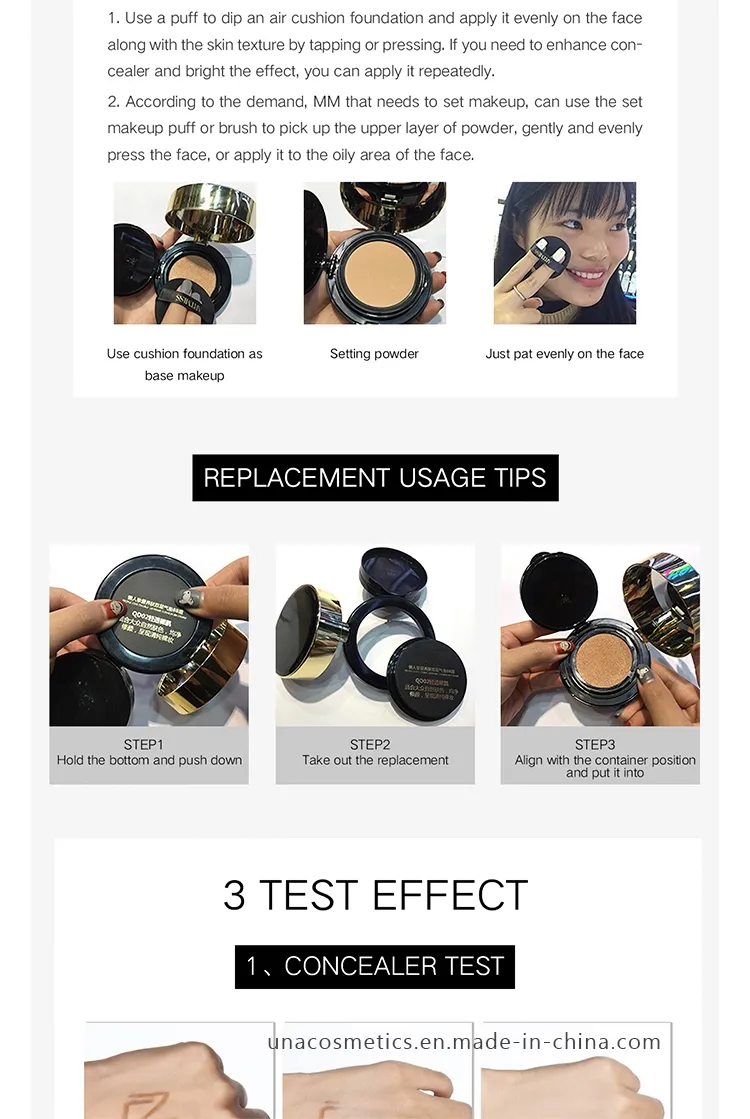 2 in 1 Air Cushion Foundation Pressed Powder Mineral-Based Bb Cc Cream Makeup Powder Dark Circle Coverage Dual Purpose Foundation