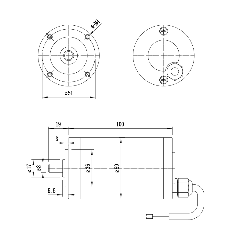 L59100 Professional High Torque 24V 2610RPM 34.4W Brushed DC Permanent Magnet Motor for Automation Appliances Fan Panel Mount
