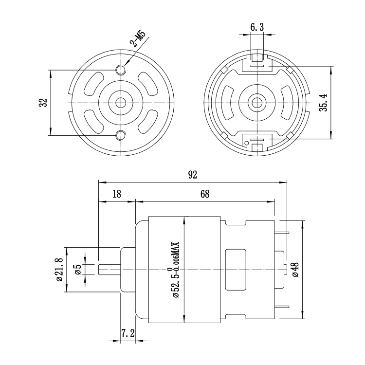 RS885 Manufacture 36V 20000RPM 399.29W Micro Brushed DC Permanent Magnet Motor for Home Appliances