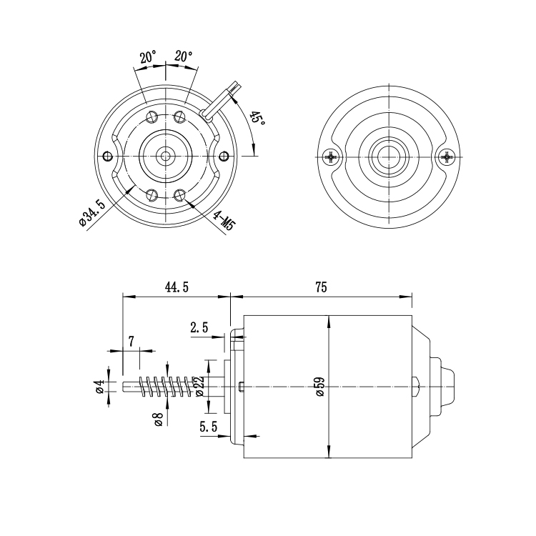 L5975 High Torque 24V 2750RPM 25.8W Brushed DC Motor Permanent Magnet for Smart Home & Home Appliance Fans