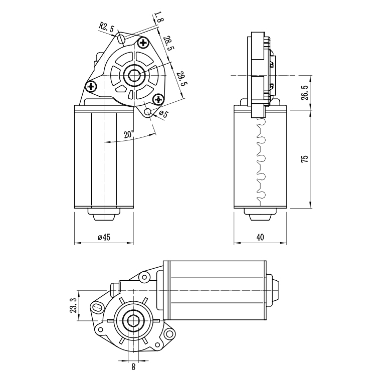 JW4575F 24V 84RPM 10.68W Permanent Magnet Brush Worm Gearbox Motor 15490g.cm Torque Panel Mount for Boat Smart Home Fan Home