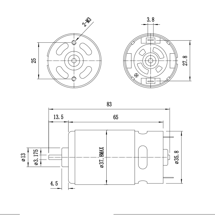 RS560/RS565 China Supplier Motor De Corriente Continua 18V 16852RPM 82.39W Micro Brushed DC Motor for Powertool Fan