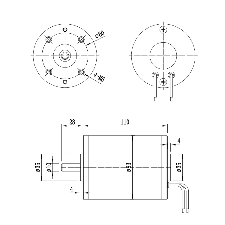 L83110 Customized High Torque 55V 4570RPM 107.94W Brushed DC Motor for Smart Home Fan Boat Energy Appliances