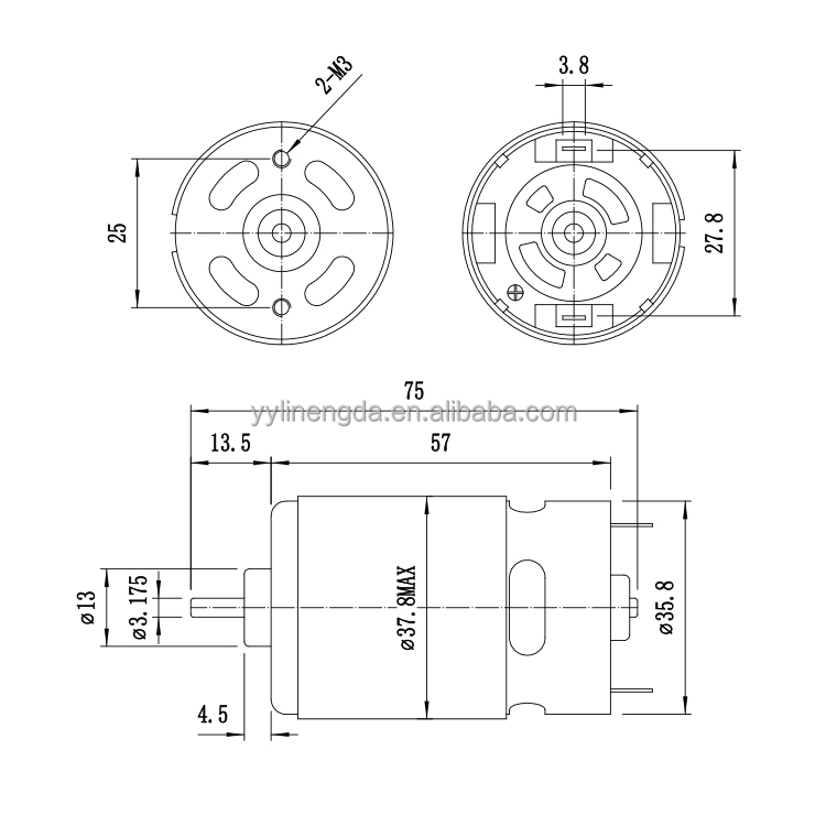 RS550/RS555 18V 20960RPM 118.08W Micro Brushed DC Motor for Boat Home Appliances & Fan with 36mm Frame