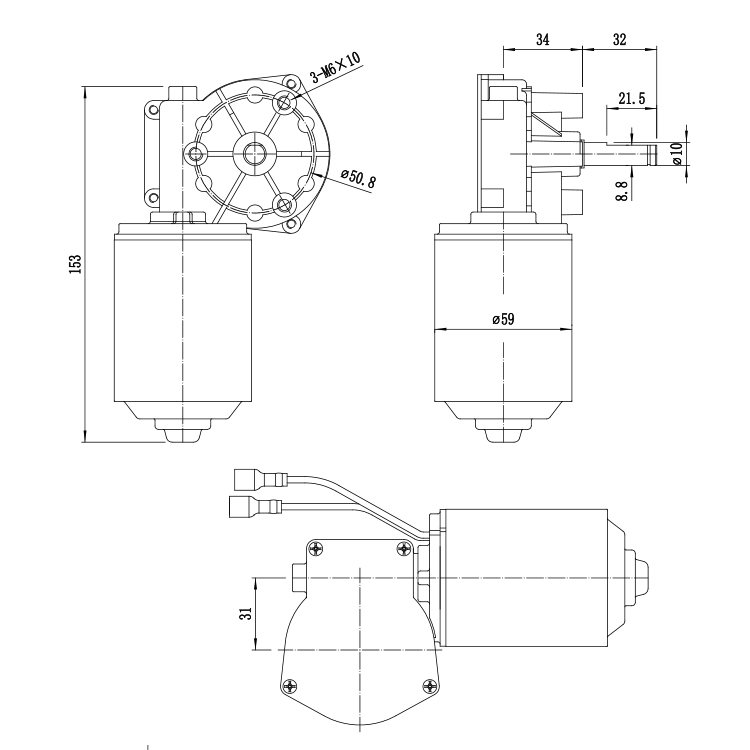 JW5975 Professional DC 24V Brush Permanent Magnet Worm Gearbox Motor 196RPM 44.19W for Boat Fan Smart Home Automation Appliances
