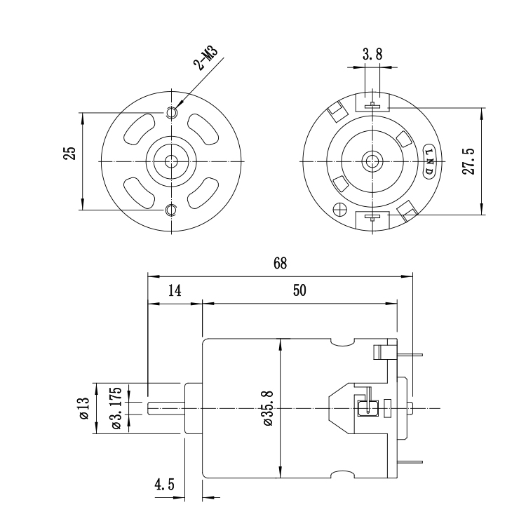 LND RS5412 High Quality Permanent Magnet Brushed DC 120V Motor 13000 RPM for Smart Home Boat Fan & Home Appliances