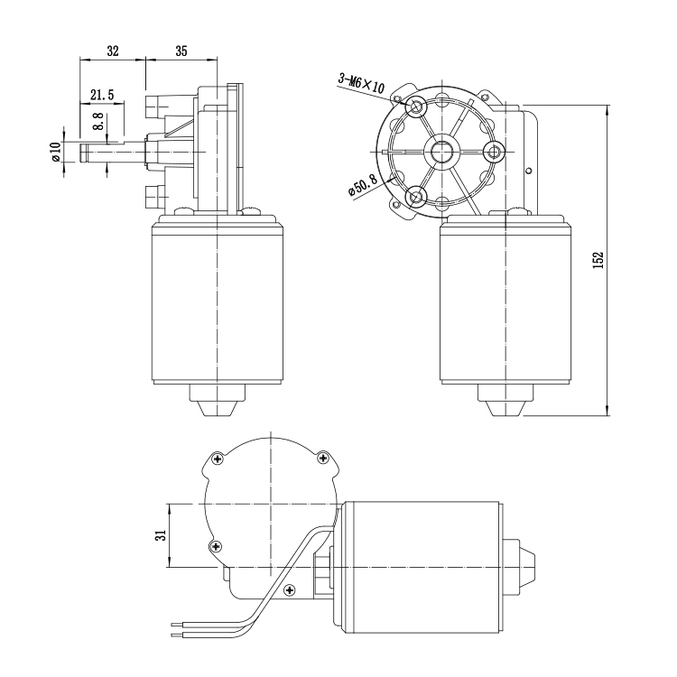 JW6480B Professional 24V 109RPM 19.22W Brush Worm Gearbox Motor for Boat Fan Home Automation Appliances