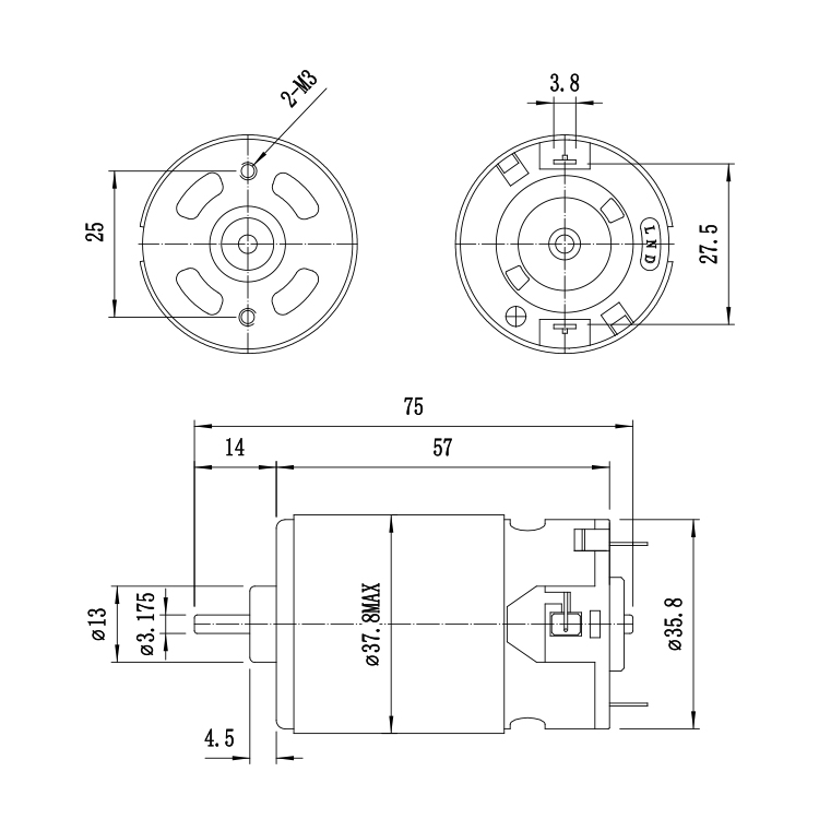 RS5512 LND Best Seller 36mm DC 120V Permanent Magnet Brushed Motor for Coffee Bean Grinder Fan Smart Home & Boat Use