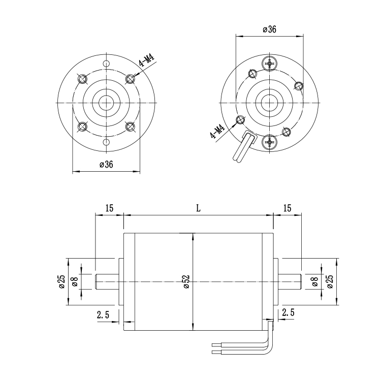 L5280D Customized Permanent Magnet High Torque 24V 3900RPM 26.86W Brushed DC Motor Fan 52mm Panel Mount for Home Home Appliance