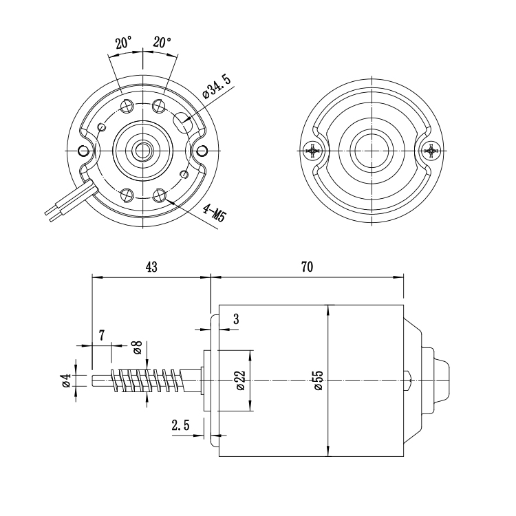 L5570 High Torque Permanent Magnet 24V 3450RPM 26.4W Brushed DC Motor for Home Appliance Boat & Fan Vibrating Motor