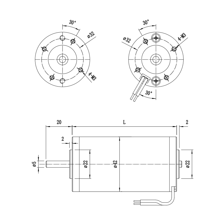 LND L4275 Permanent Magnet 24V 3540RPM 15.12W High Torque Brushed DC Motor for Boat Home Appliance Fan Smart Home Use