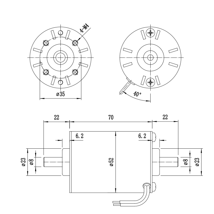 L5270S Permanent Magnet Multifunctional 6.2V 900RPM 2.14W High Torque Brushed DC Motor 52mm Frame for Boat Home Appliance & Fan