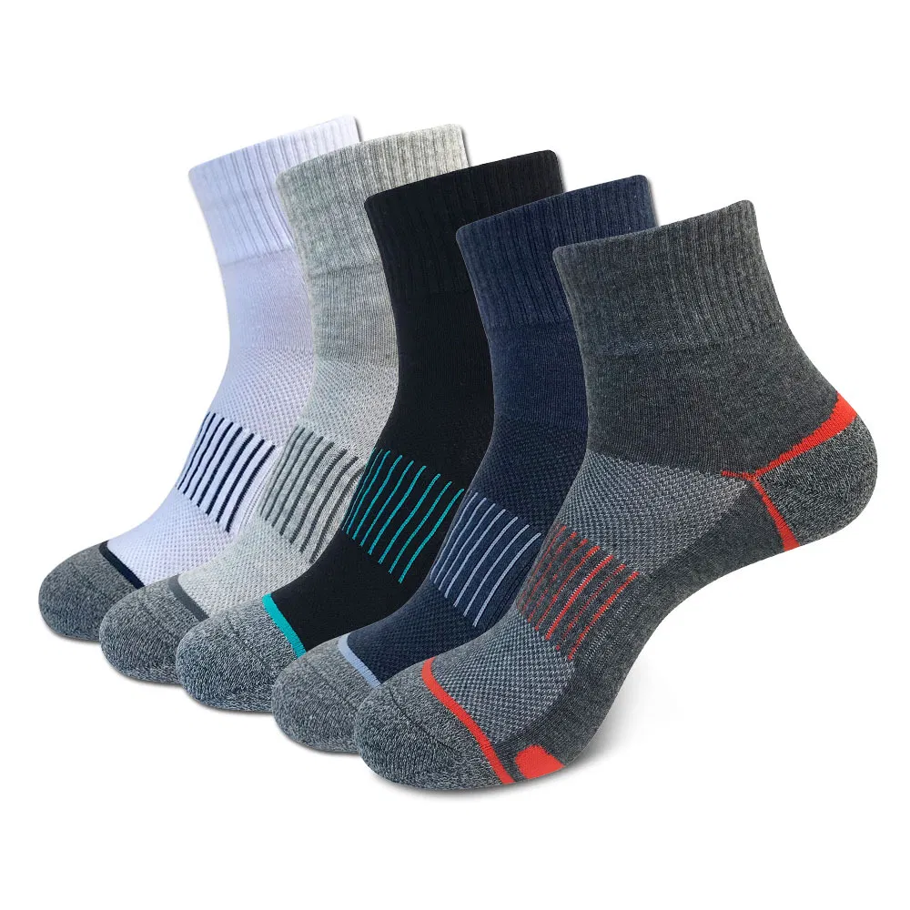 Black Athletic Cotton Socks with Cushioned Soles Men Sports Socks Cotton Outdoor Performance Socks