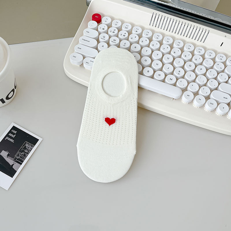 Summer Mesh Women's Socks Sweat Absorbent Breathable Love Small Fresh Boat Socks Invisible Socks Shallow Cotton Socks