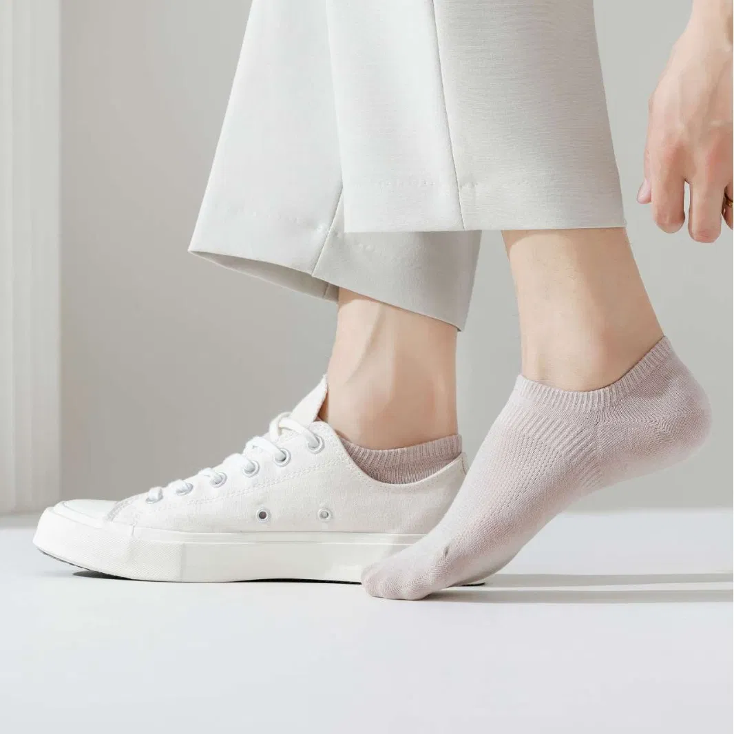 Summer Men's Combed Cotton Thin Silicone Invisible Mesh Breathable Boat Socks