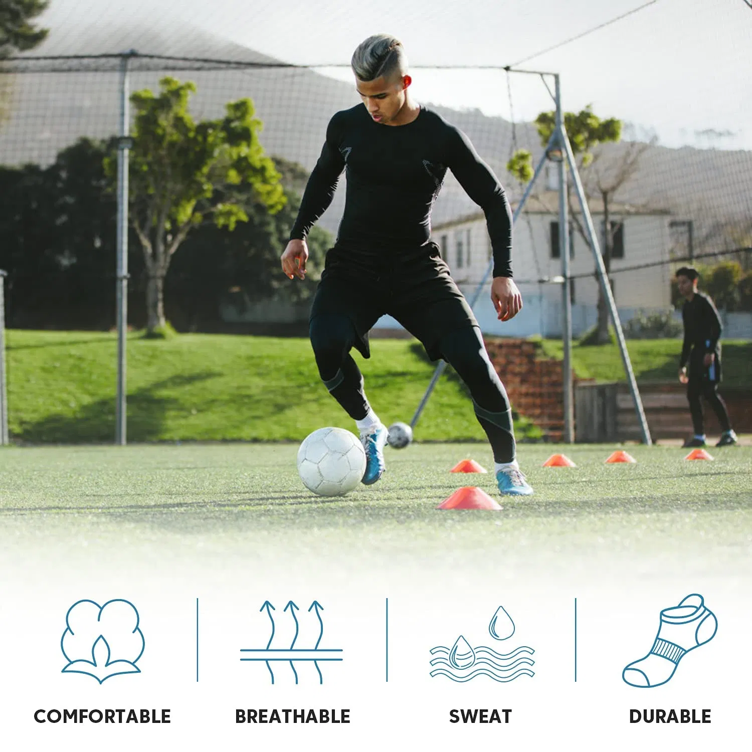 Grip Football Socks, 3 Pairs Anti-Slip Sports Socks for Men Women Cushion Comfortable Socks with Anti-Blister Rubber Pads for Basketball Rugby Running