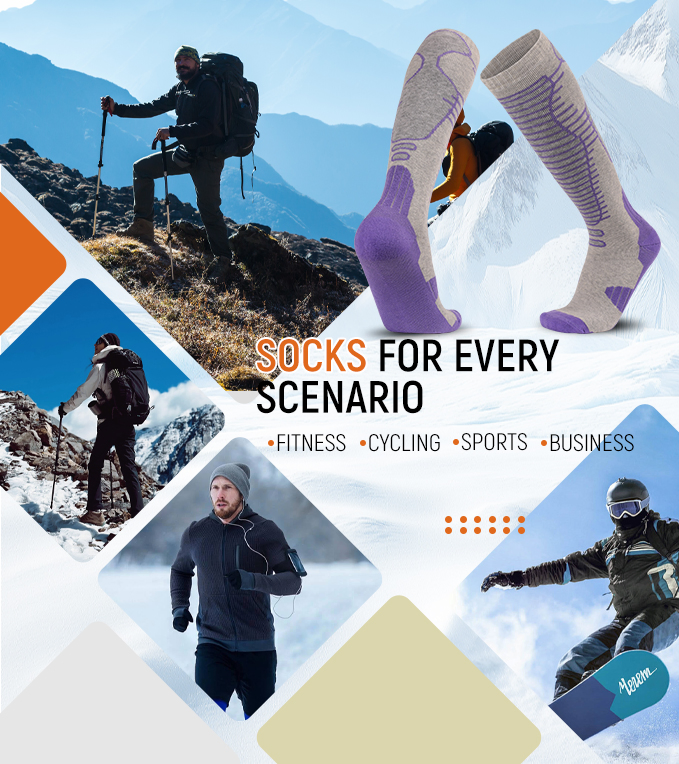 Custom Logo Design Winter Crew Knitted High Socks for Men Women Youth Outdoor Hiking Ski Knee High Made of Spandex DOT Pattern