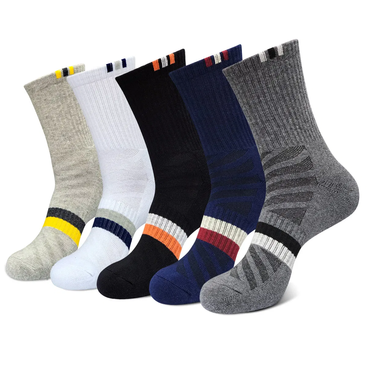 Black Athletic Cotton Socks with Cushioned Soles Men Sports Socks Cotton Outdoor Performance Socks