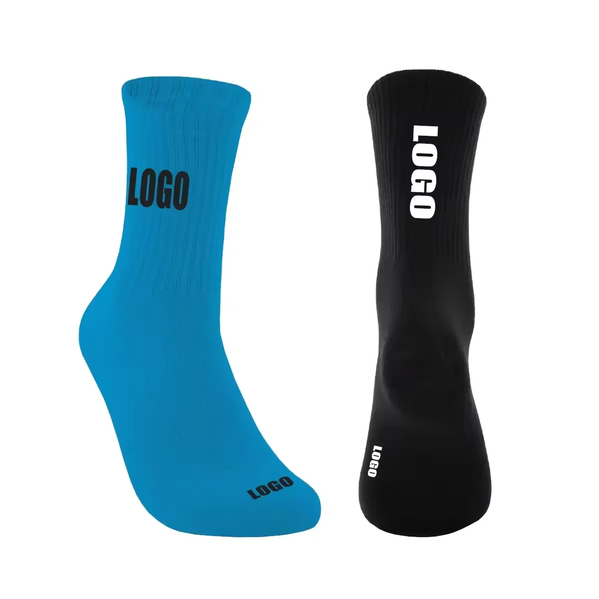 Custom Logo Cotton Knitted Sports Crew Socks for Youth Low MOQ Training Running Athletic Socks with Bottom Logo Position