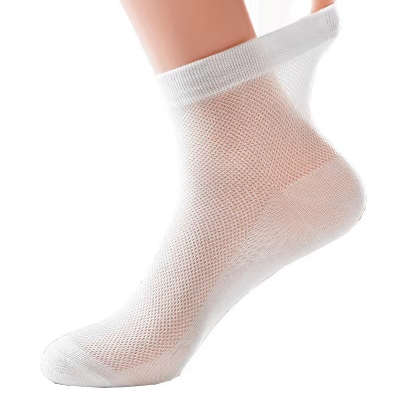 Pure Black Summer Thin Medium-Sized Large Size Men's Mesh Breathable Plus Fat Plus Size Business Socks