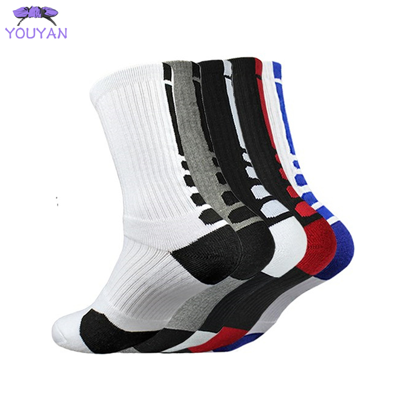 5 Pairs Men Sports Socks with Damping Terry Basketball Cycling Running Hiking Tennis Sock Set Ski Women Cotton EU 39-45
