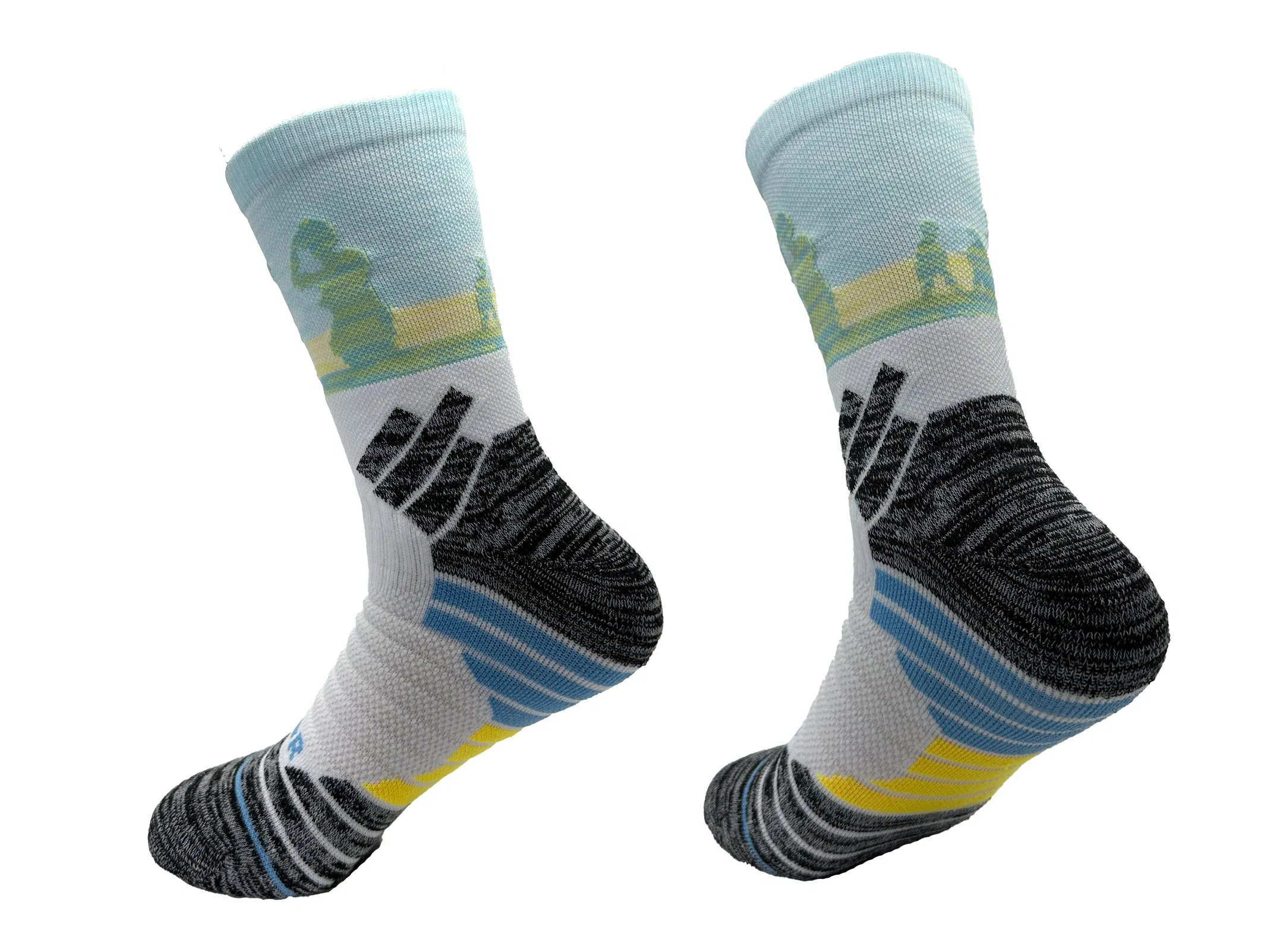 OEM Custom Sports Coolmax Compression Running Socks Cushion Crew Anti-Blister Moisture Wicking Athletic Hiking Socks
