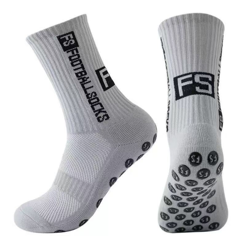 F S Letters Non Slip Soccer Grip Sports Socks Moisture Wicking Anti Odor Thick Cushioned Grip Socks for Running