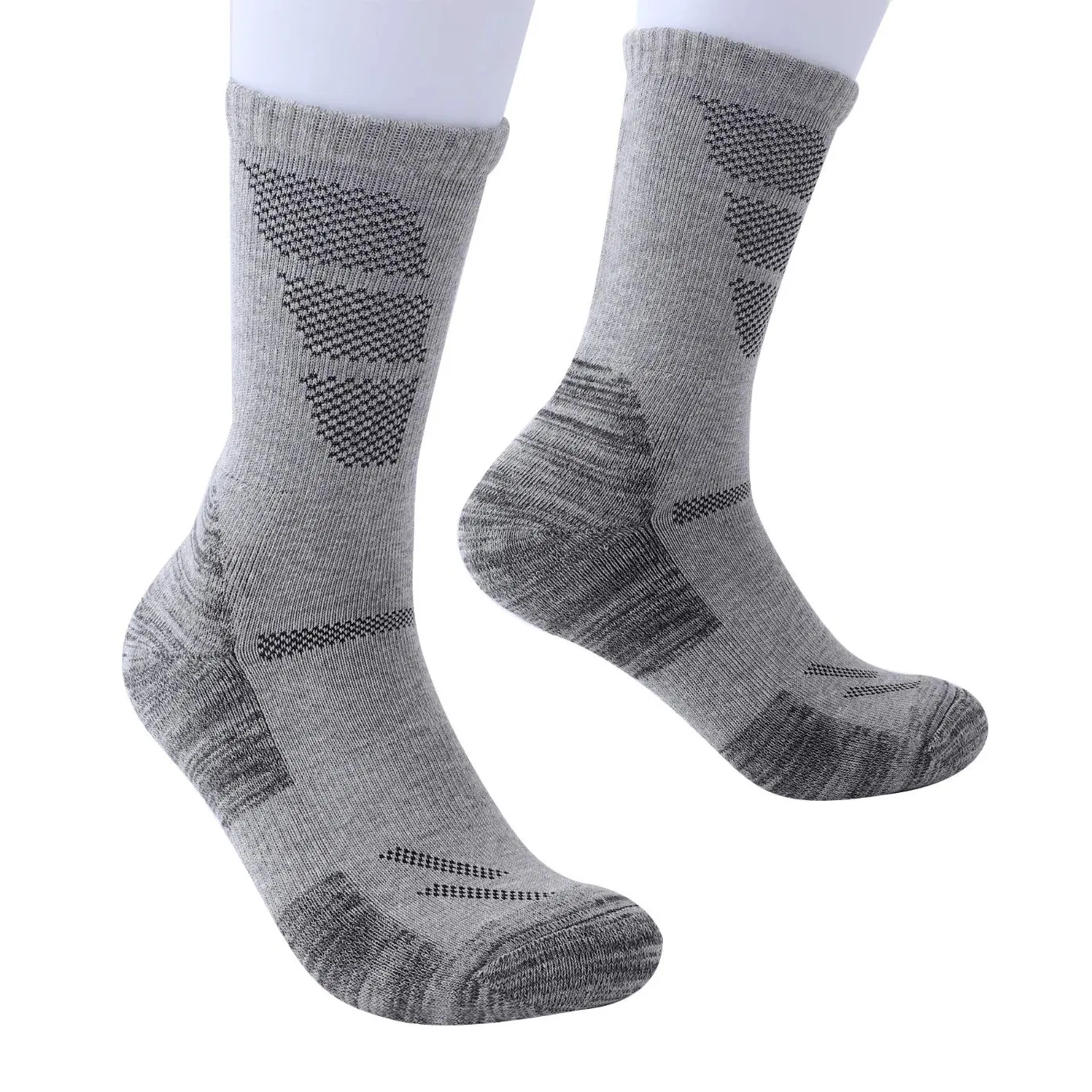 Custom Mens Walking Hiking Black Socks Thick Anti Blister Sports Heavy Duty Multipack Grey Breathable Cushioned Cotton Athletic Socks
