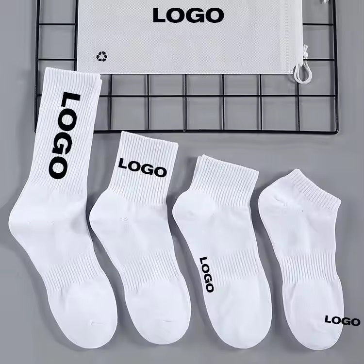 Factory Wholesale Low Price Adult Sports Sock 100% Cotton Custom Casual Ankle Sock White Letter Crew Socks