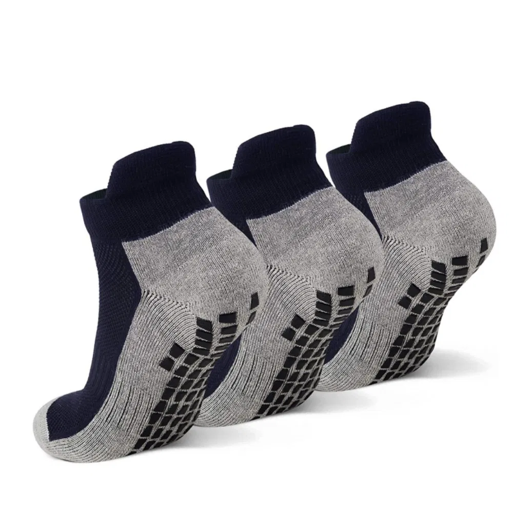 Customized Splicing Gray Basketball Socks Men's Sports Socks, No Show Anti Slip Grip Socks