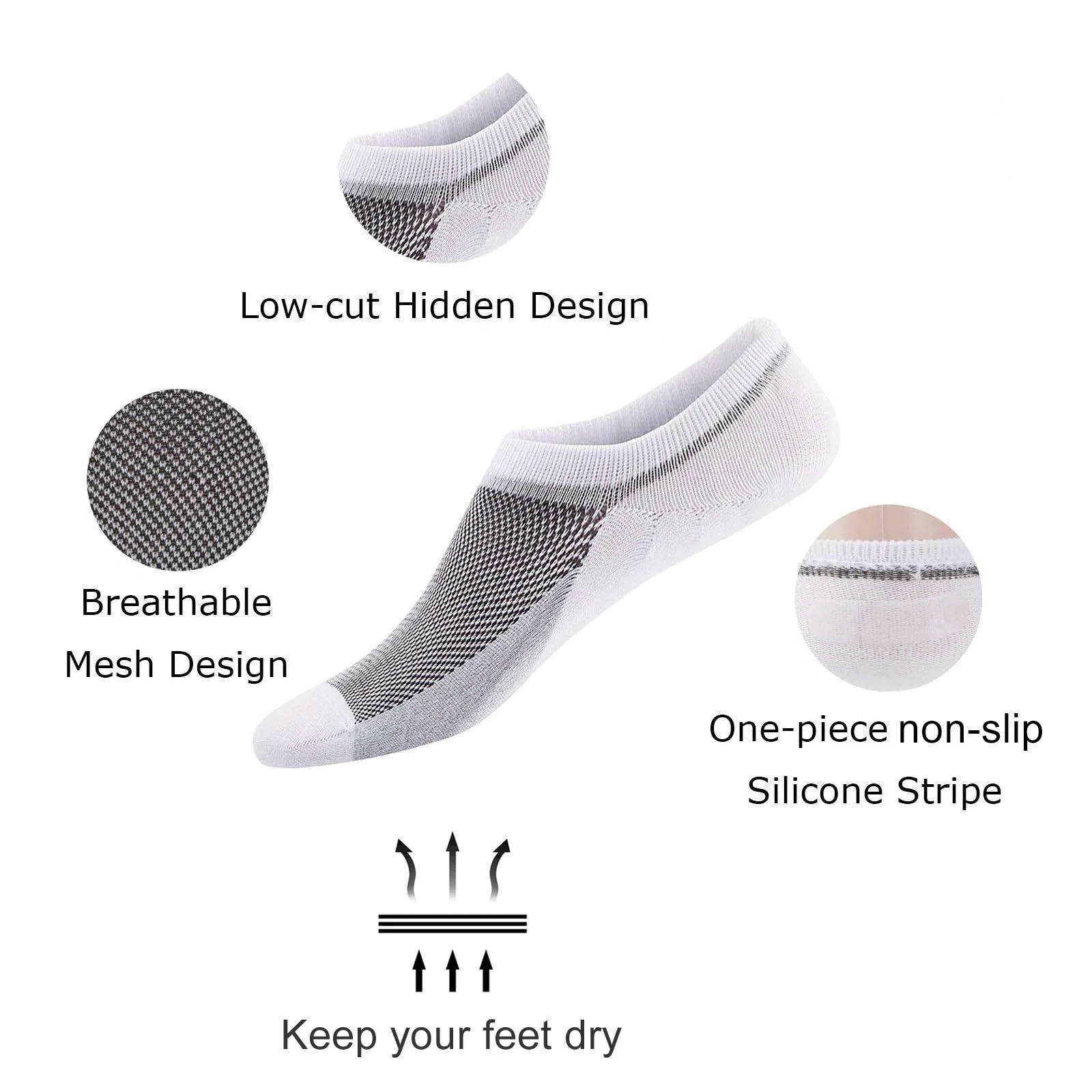 Hot Sale No Show Socks for Men and Women Sports Cotton Cushioned Non-Slip Invisible Socks