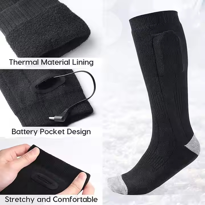 Thick Winter Outdoor Ski Thermal Electric Rechargeable Battery Heated Hiking Crew Socks Hiking Sock for Men Women