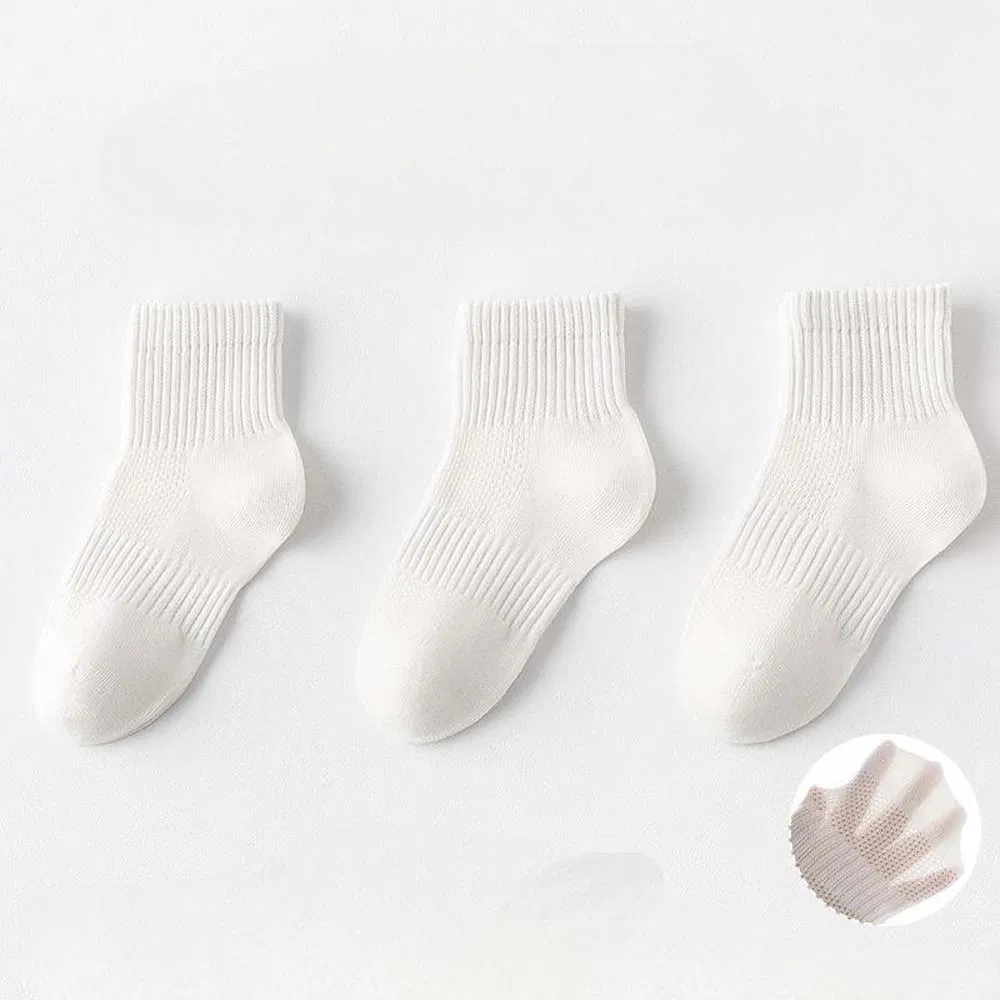 Best-Selling Solid-Color Kids Socks Summer Mesh Breathable Boys Girls Seamless Toe Elastic Cuff Socks