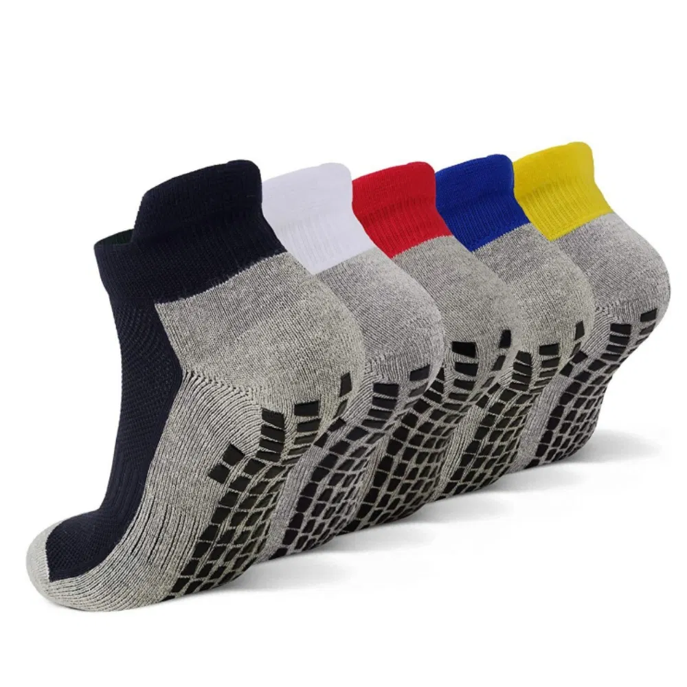 Customized Splicing Gray Basketball Socks Men's Sports Socks, No Show Anti Slip Grip Socks