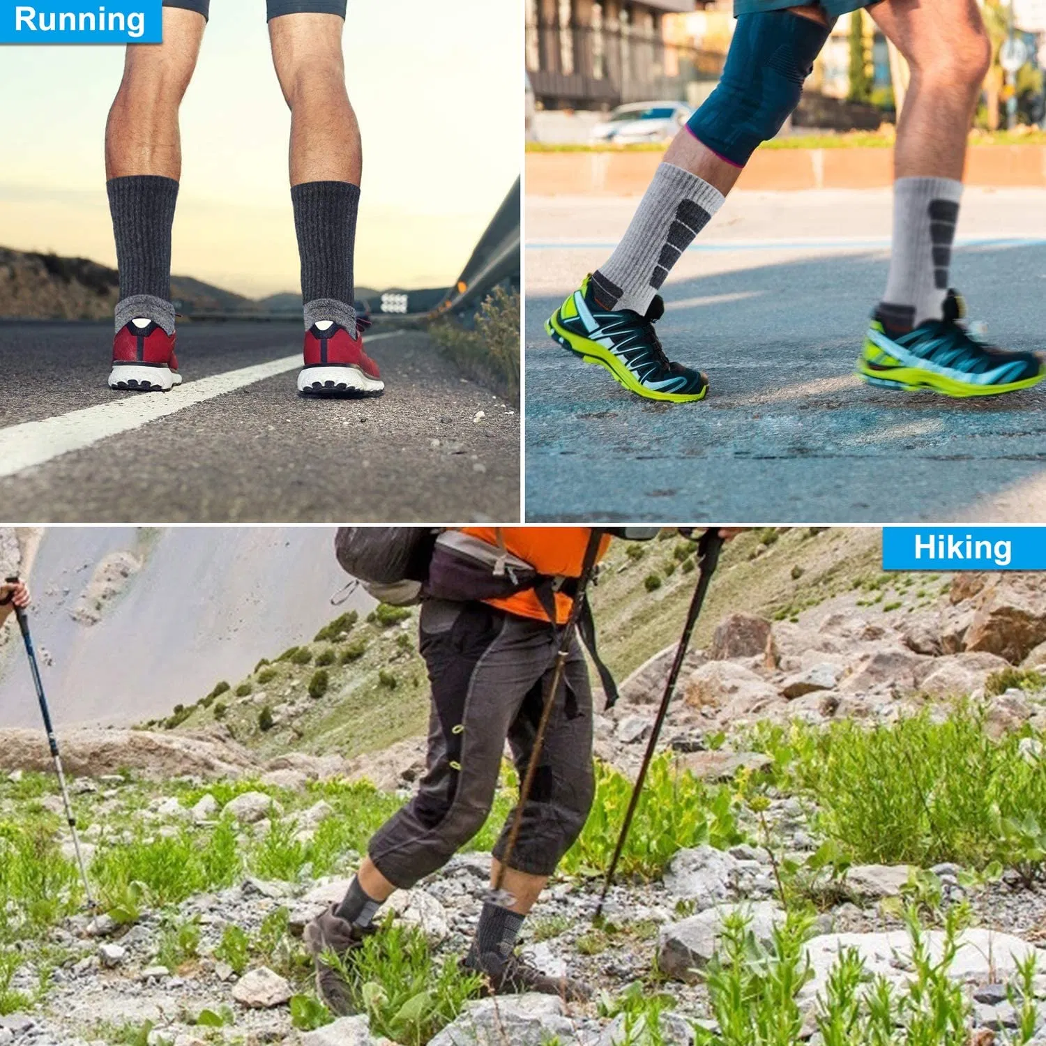 Men′ S Hiking Socks Multi Performance Moisture Wicking Cushion Crew Socks Work Socks for Running Cycling Trekking Outdoor Sports