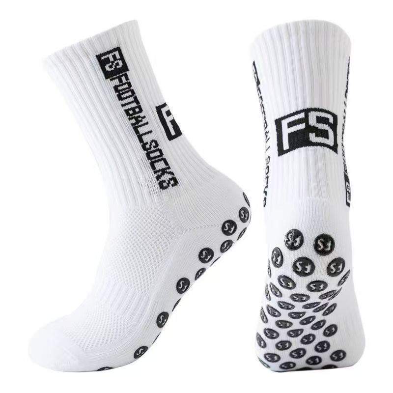 F S Letters Non Slip Soccer Grip Sports Socks Moisture Wicking Anti Odor Thick Cushioned Grip Socks for Running